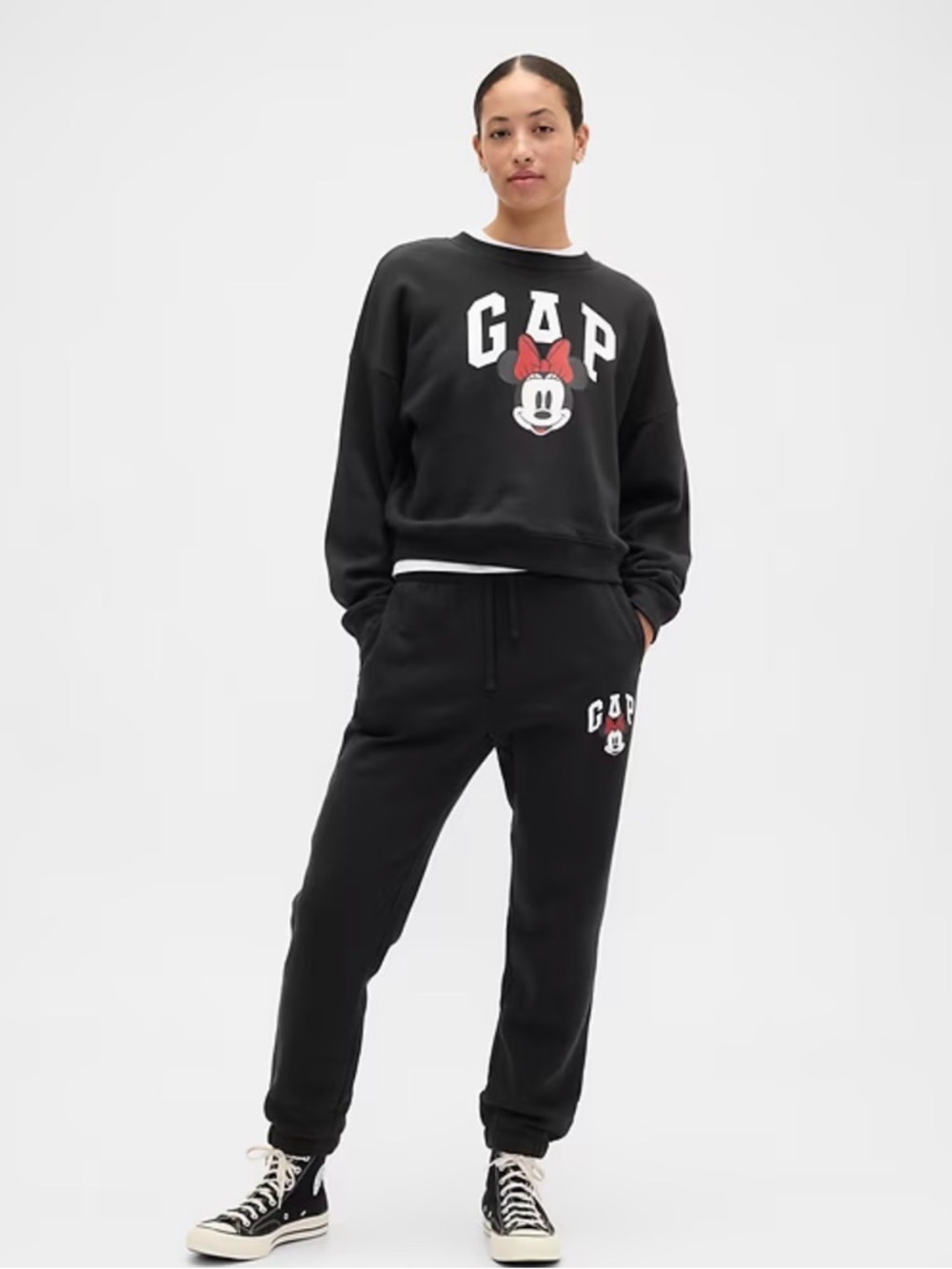 NWT Gap x Disney Minnie Mouse Black Fleece Sweatsuit Set L